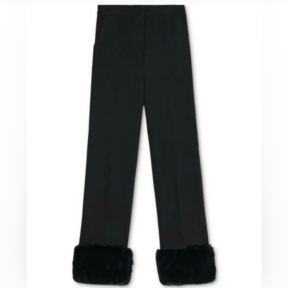Danielle Bernstein weworewhat high waist Faux Fur Hem pants